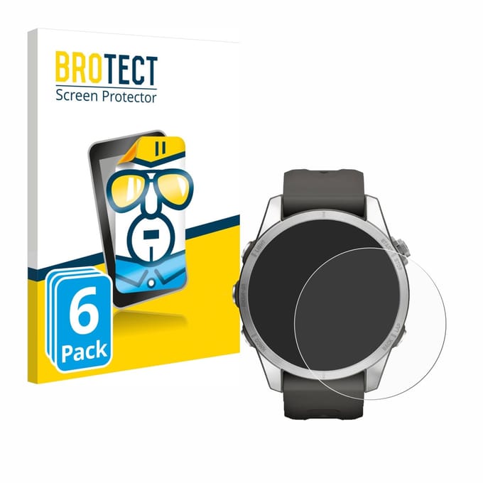 BROTECT - Screenprotector voor Garmin Fenix 7S Pro Solar (42 mm) - Folie Beschermfolie transparant 6 Stuks