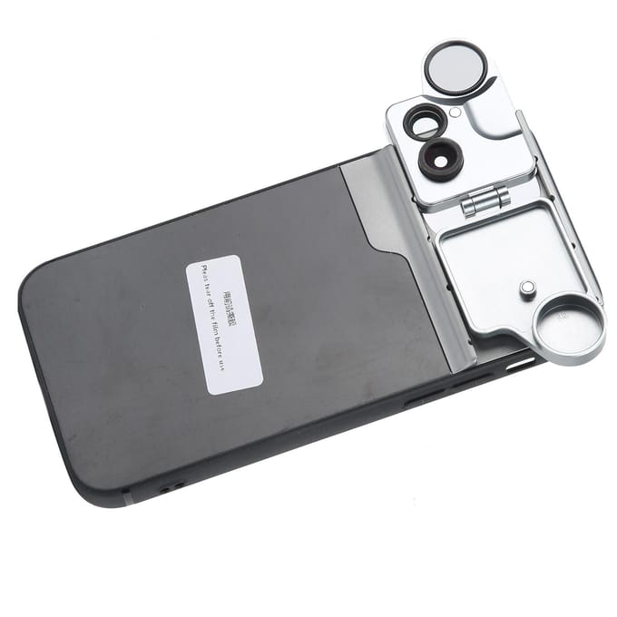 Telefoonhoesje met Meerdere Lenzen voor iPhone 12 met Externe Macro Groothoek CPL Filter Lens gray