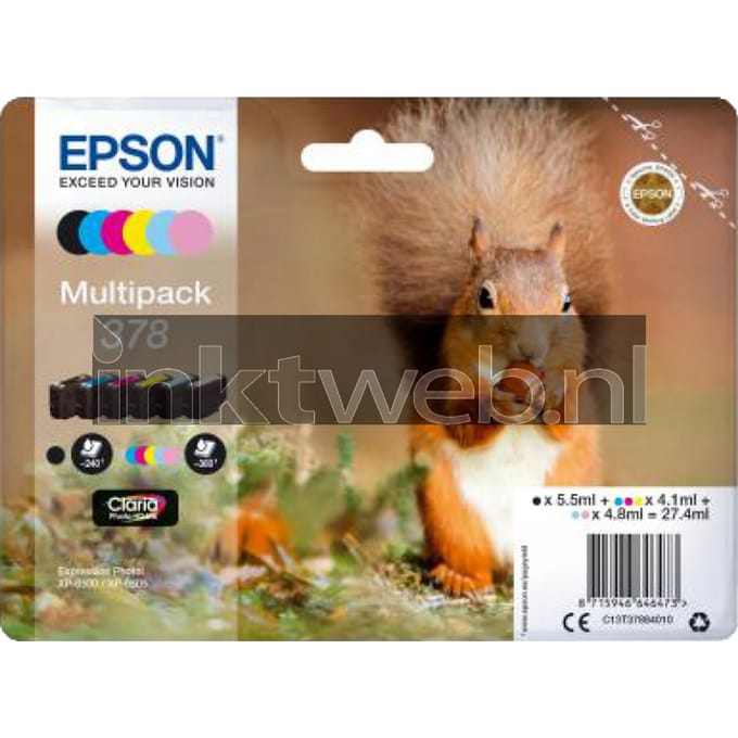 Epson Inktcartridge 378 (C13T37884010) 6-kleuren Multipack