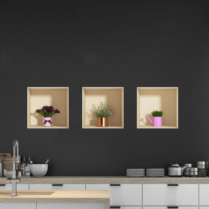 Sticker met 3D-effect van lentebloemen, 30 x 90 cm