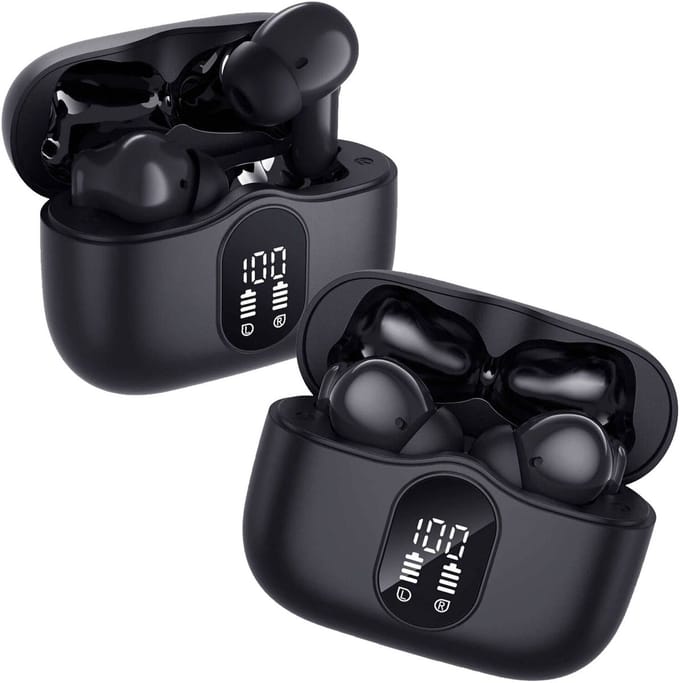 Duo Pack SBG Draadloze Oordopjes - Noise Cancelling - Headset - Bluetooth 5.3 - Earbuds oplaadcase - LED Display - Met Microfoon - Extra dopjes - Zwart