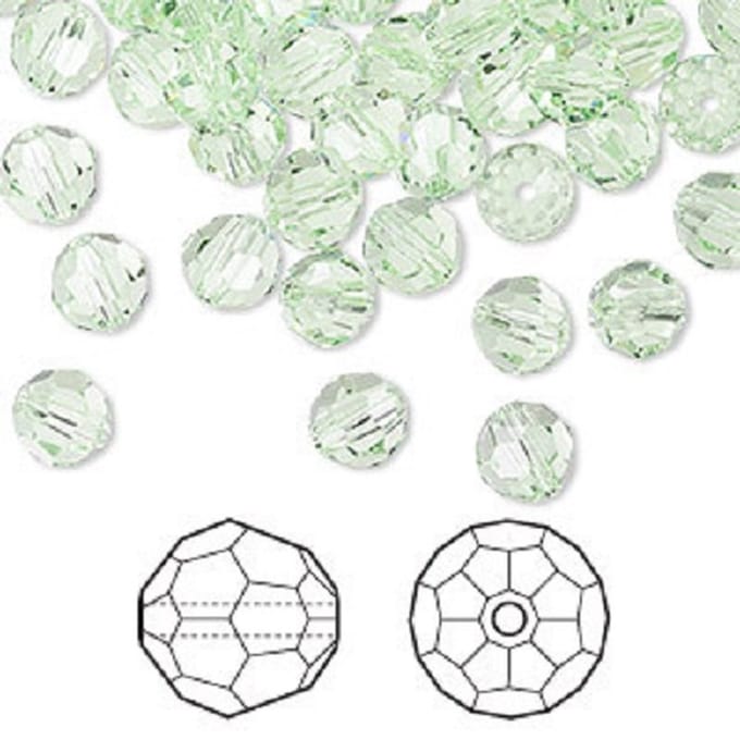 Swarovski Elements, 24 stuks ronde Swarovski kralen, 6mm, chrysolite (5000)