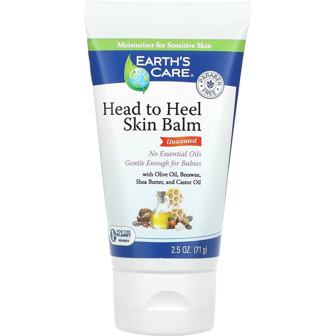 Earth's Care, Head to Heel Skin Balm, Unscented, 2.5 oz (71 g) white