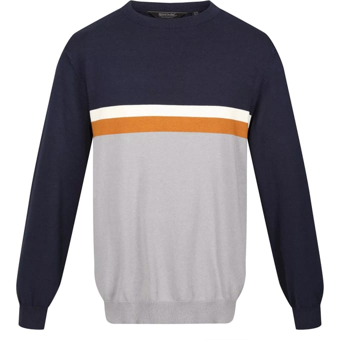 Regatta Heren Kaelen Colour Block Gebreide trui (Marine / Stormgrijs)