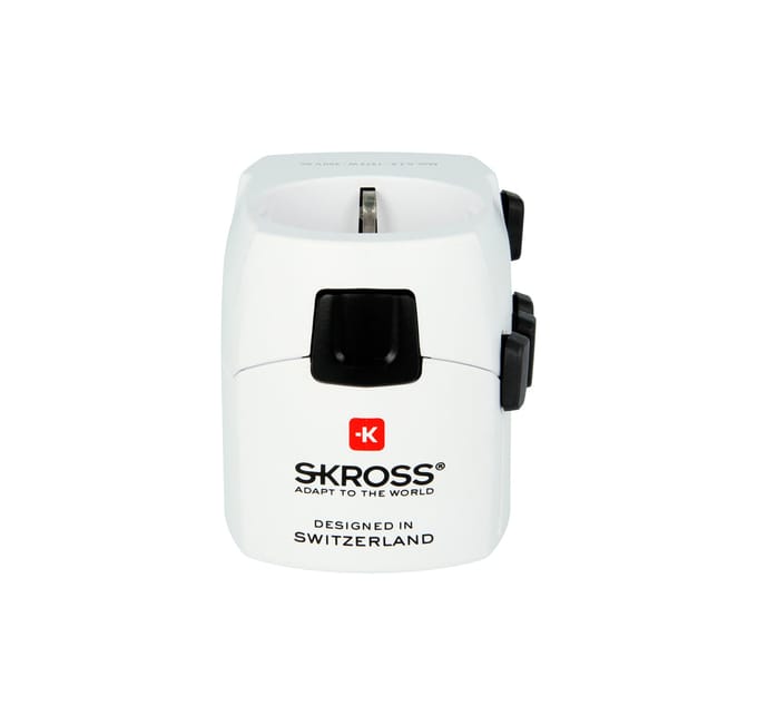 SKROSS Pro World Travel Adap. with Ground Plugs 7.0 AMP, white, with Schuko Top