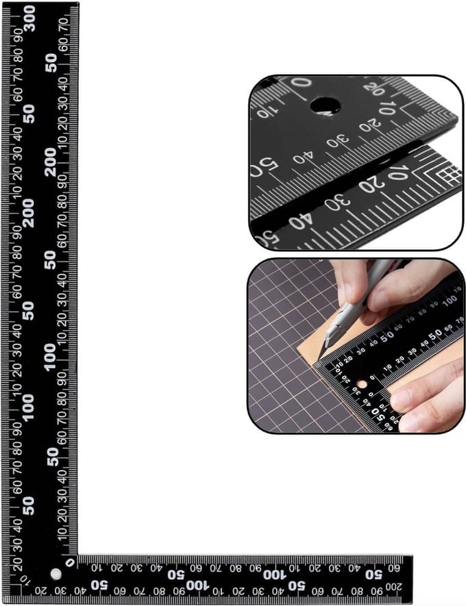 PD® - Winkelhaak - 300 x 200 mm - EXTRA STERK metaal - Dubbelzijdig
