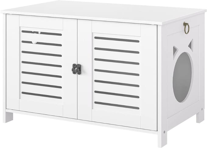 Core® Kattenbak Kast - Kattenhuis - Kattenmand - Wit - ‎59cm x 44cm x 49 cm