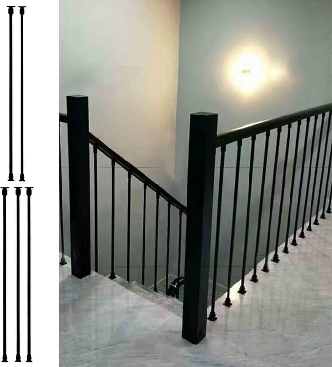 Baluster Spindles - Trapleuning Spindels - Veiligheid Verhoging - Verstelbare Hoek - 105-150 cm - Zwart