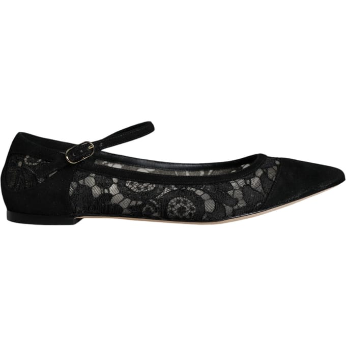 Dolce & Gabbana Zwarte Taormina Kanten Bellucci Ballerina's