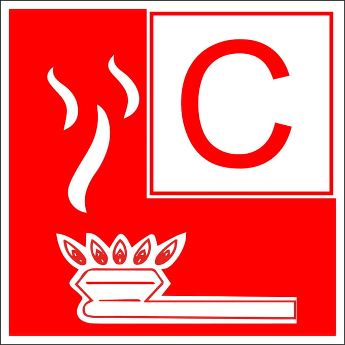 Brandklasse C sticker 100 x 100 mm