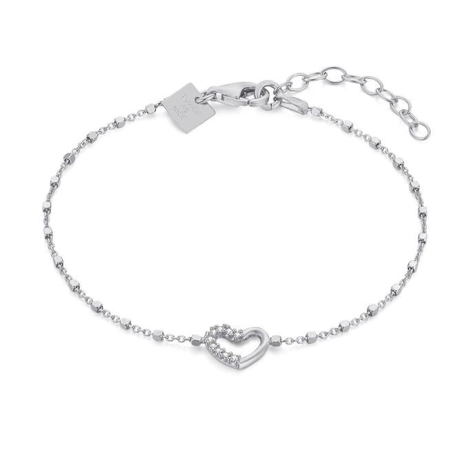 Twice As Nice Armband in zilver, hart, steentjes 16cm+3cm