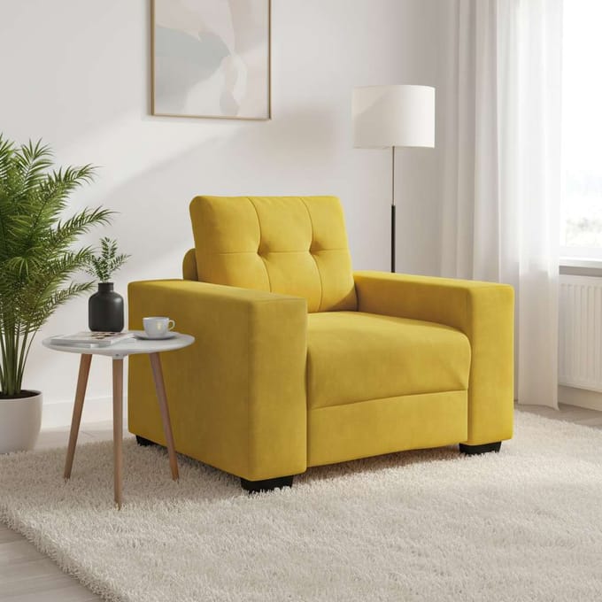vidaXL - Sofastoel - Geel - 100x78x80 - cm - Fluweel