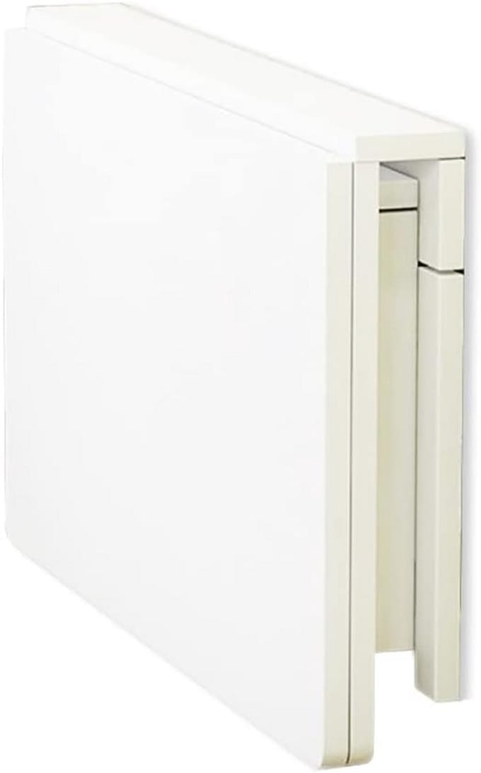 Wandklaptafel - Opklapbaar bureau - Ruimtebesparend werken - Massief houten blad - 100x50 cm - Wit