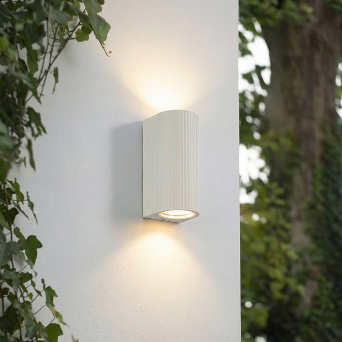 Lindby - Wandlamp buiten - 2lichts - Aluminium, glas - H: 16 cm - GU10 - wit