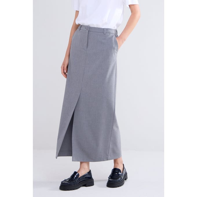 Summum Woman Skirt Viscose Blend Stretch Mist Maat: 38 | Midi Rokken Outlet | Dames | Grijs