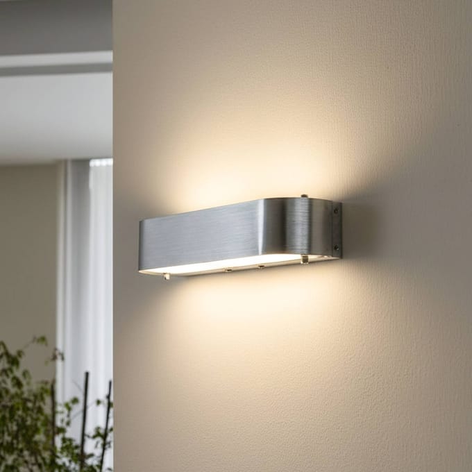 Lindby - wandlamp - 1licht - Aluminium, glas - H: 6 cm - E14 - aluminium, mat