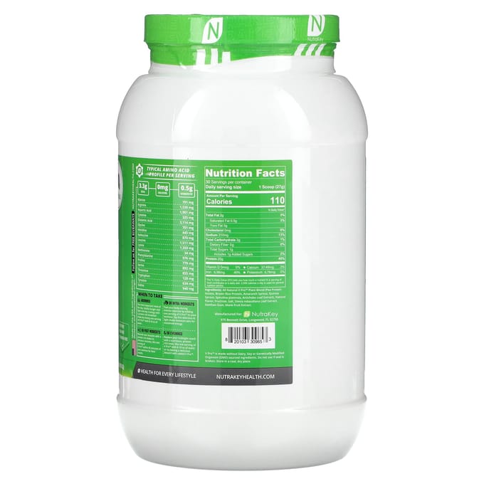 Nutrakey, V Pro, Rauwe Plantaardige Eiwitmix, Vanilla Cookie, 1,78 lb (810 g)