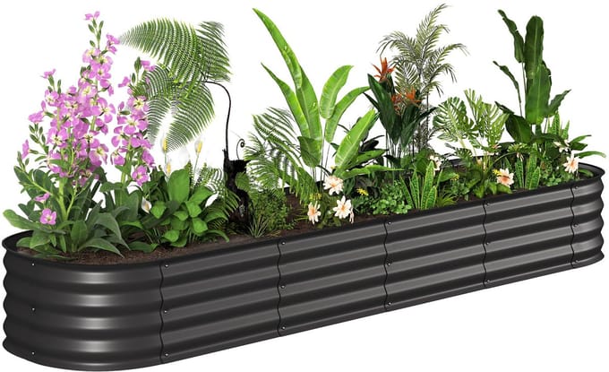 Outsunny tuinbed - gekleurd staal - 240x62x30cm - zwart