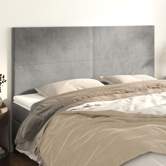 vidaXL - Hoofdbord - lichtgrijs - 180x5x118/128 - cm - fluweel