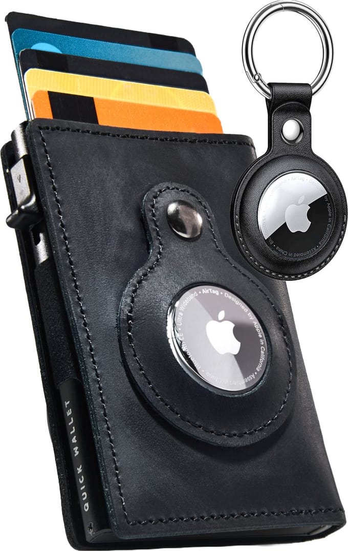 QuickWallet AirTag Pasjeshouder Heren - Sleutelhanger - Zwart