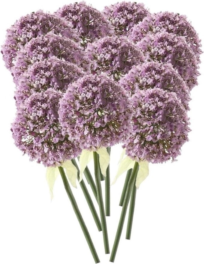 Kunstbloem Sierui / Allium - 12x - lila paars - steel van 70 cm
