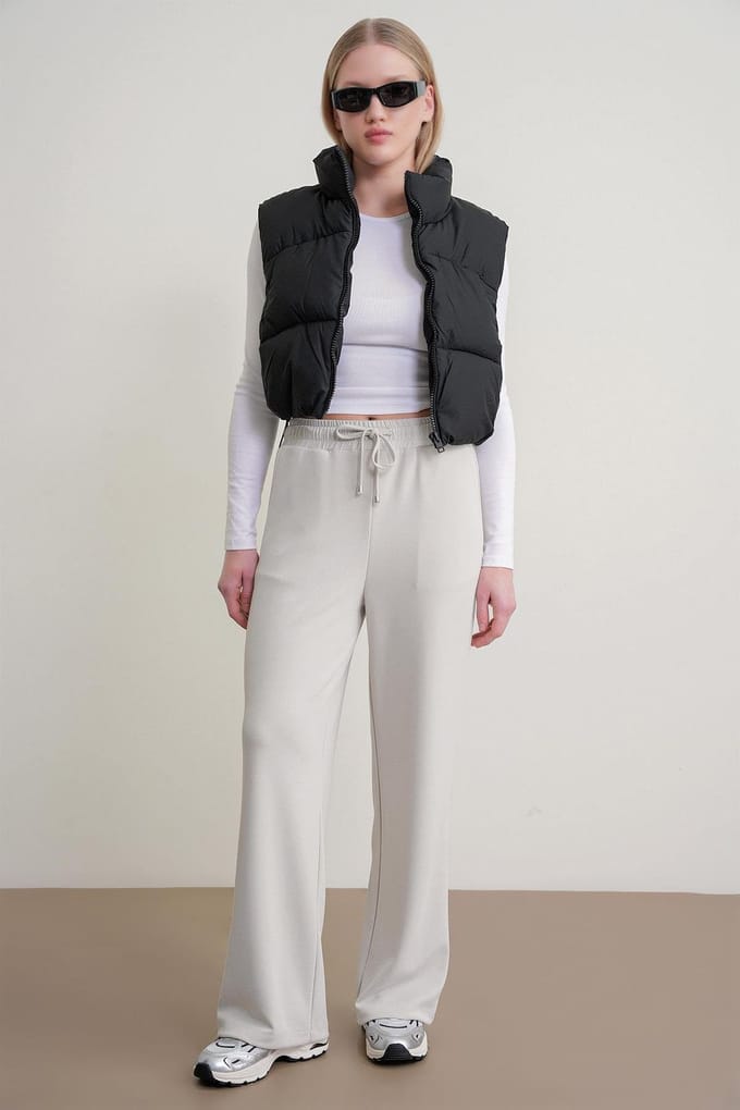 Hoge taille instap rechte broek met zakken