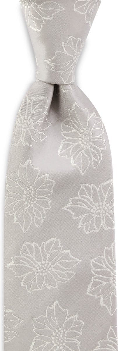 We Love Ties - Stropdassen - Stropdas Fleur d'Amour - grijs / wit
