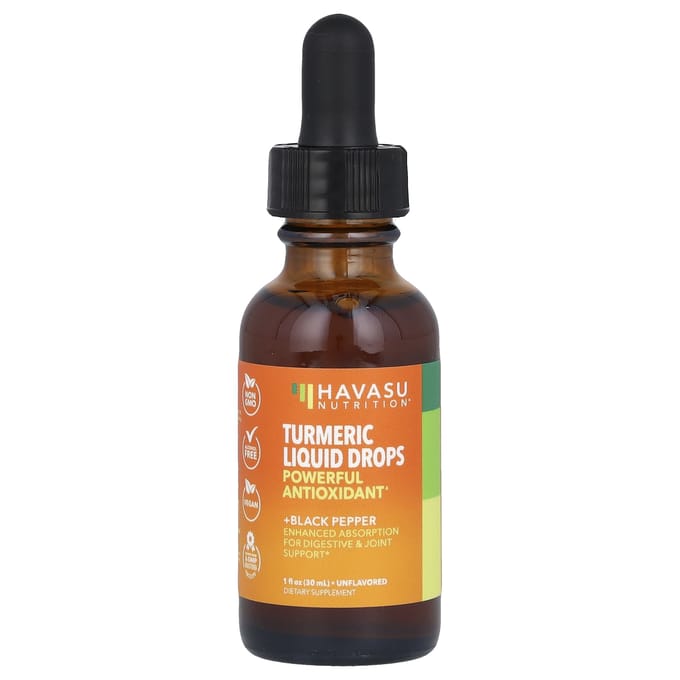 Havasu Nutrition, Gouttes Liquides de Curcuma, Sans Arôme, 1 fl oz (30 ml)