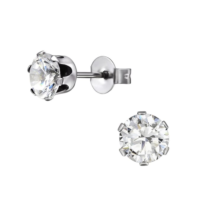 CS Joy - Oorbellen - 6 mm - chirurgisch staal - zirkonia - oorknoppen
