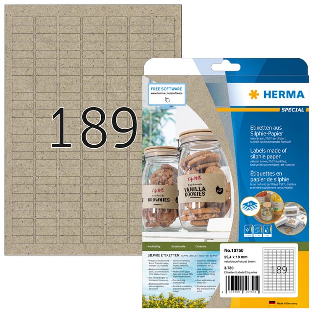 10750 - Brown - Rectangle - Permanent - 25,4 x 10 mm - A4 - Universal