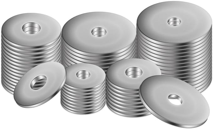 Set van 50 Stuks M8 Ringmoeren, RVS Platte Bevestigingsringen voor Schroeven, Moeren en Draadstangen
