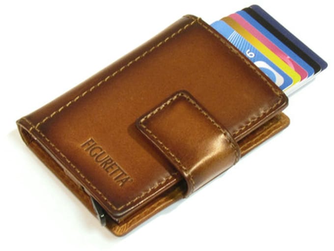 Figuretta Leren RFID Cardprotector Creditcardhouder met muntgeldvak - Burned - Bruin