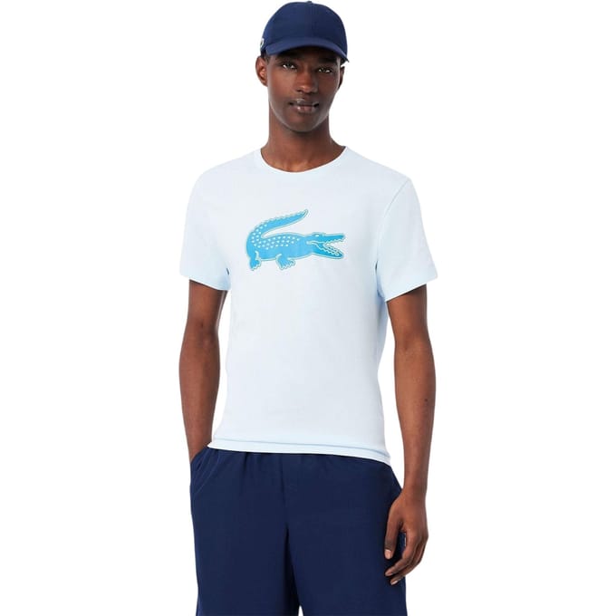 Lacoste Sport-T-shirt voor heren met groot logo (Blauw)