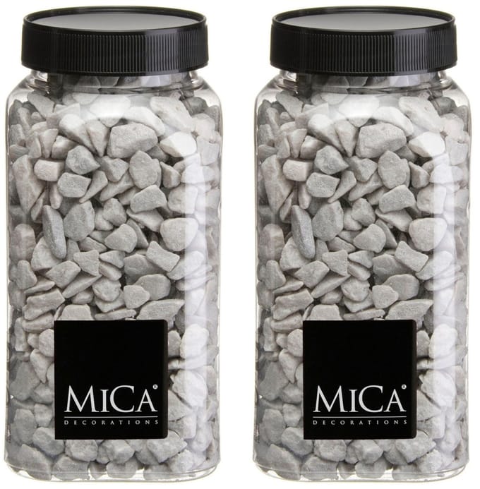 Mica Decorations decoratie steentjes - 2x - grijs - 1 kilo - 650ml - hobby steentjes