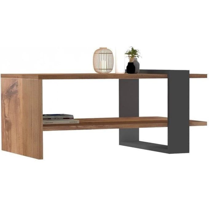Salontafel - Antraciet & Eiken - 80x35x55cm - Stijlvolle Melamine Afwerking