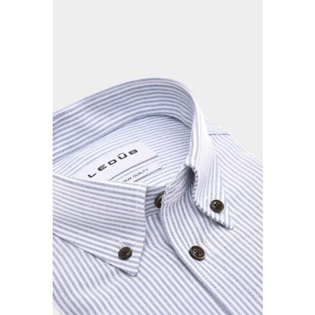Ledûb Overhemd Slim Oxford Button-Down Vertical Stripe Midden Blauw / male