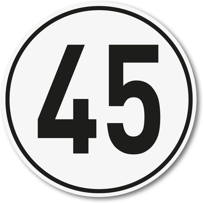 iSecur 45 km/h sticker I Afmeting Ø 10 cm I Snelheidssticker I hin722
