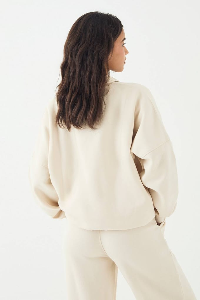Dames DSGN Studio Sweater met Kraag | Stone | Maat: XL