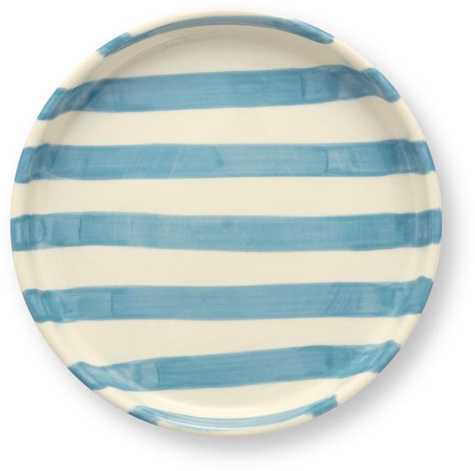 VT Wonen - Gebaksbord Stripes Lichtblauw - Magnetronbestendig - Vaatwasserbestendig