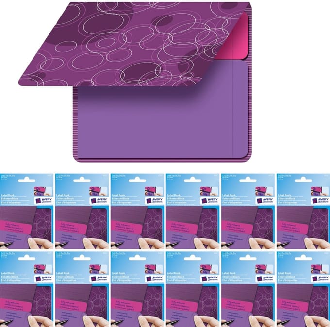 12x labelblok met 80x sticky notes paars/roze