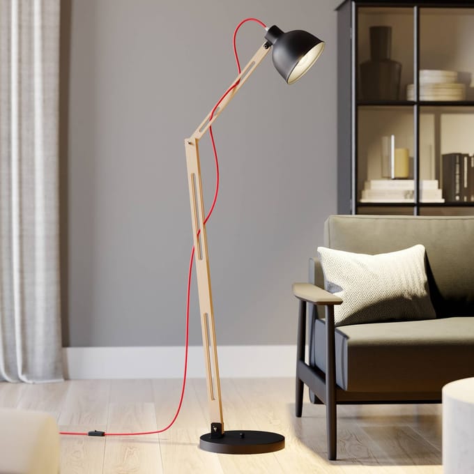 Lamkur Vloerlamp Skansen, verstelbaar, zwart