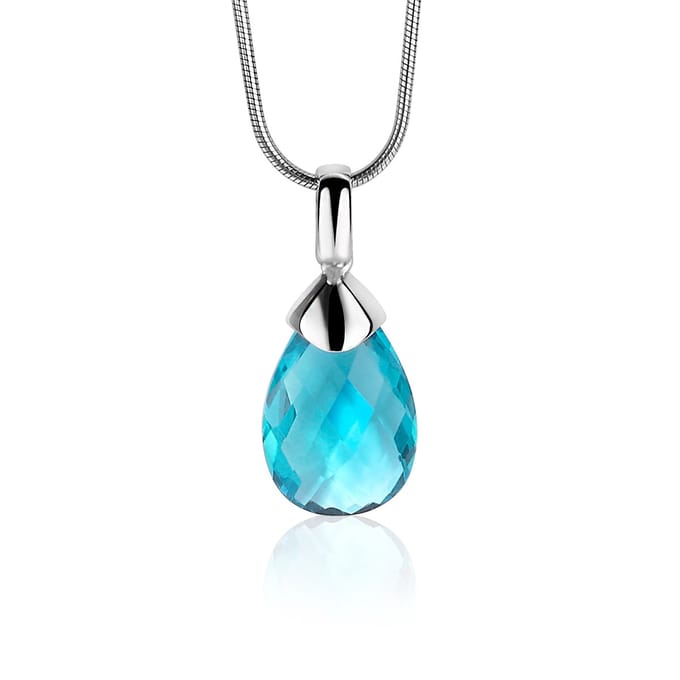 Zinzi zilveren hanger peervorm turquoise ZIH1171T