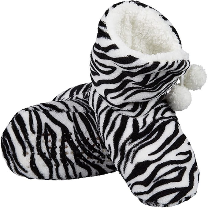 Apollo Home boots soft Zebraprint zwart/ecru maat 34-36