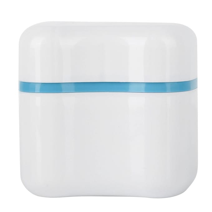 Prothese Vals Gebit Opbergdoos Etui Met Filterzeef Tandheelkundig Apparaat(Blauw) white