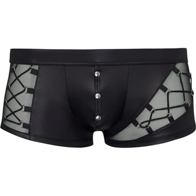 NEK Wetlook Boxer Met Netstof En Rijgdetail