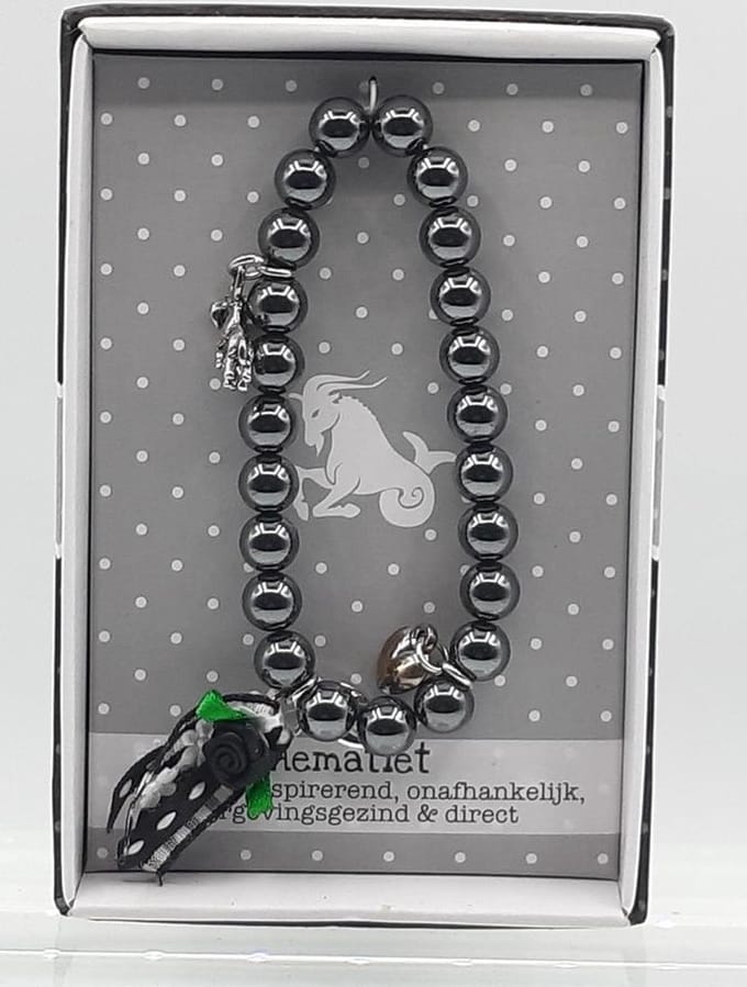 Kralen armbandje met Hematiet edelsteen - geboortesteen Ram