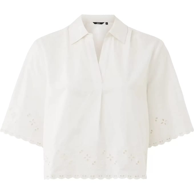 Korte geborduurde blouse dames Mexx