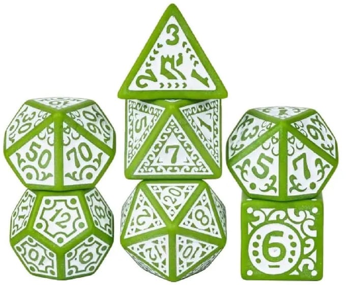 Lapi Toys - Dnd dobbelstenen - DnD dice set - Incl. dice bag - Acryl - Groen