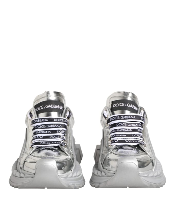 Dolce & Gabbana Zilveren Leren Super Queen Sneakerschoenen