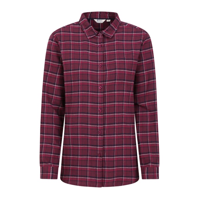Mountain Warehouse Dames/Dames Balsem Geborsteld Flanellen Longline Shirt (Bourgondië)